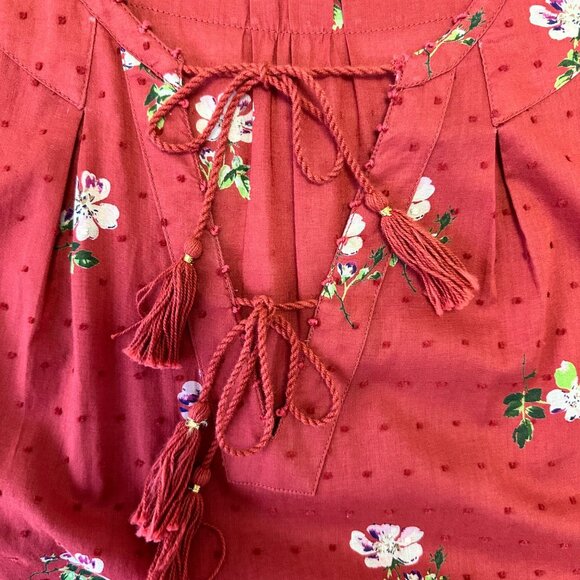 Ulla Johnson Swiss Dot Red Floral Red Clementine Tiered Midi Dress Size 6 - Picture 7 of 12